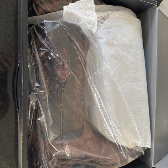 Brand-new, unworn Lucchese Elgin full-quill ostrich leather cowboy boots.